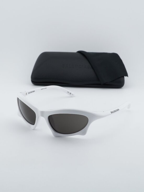Balenciaga BB0229S 004 Unisex Oval Sunglasses - White / Grey main image 7